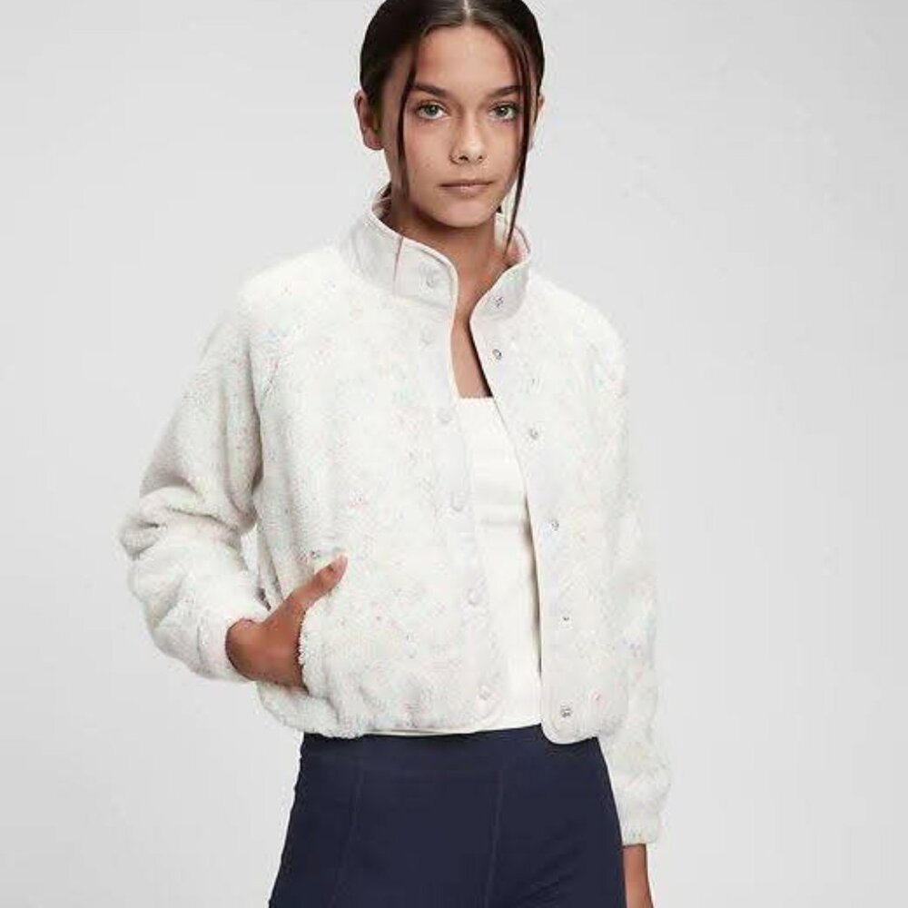 GAP Teen Cropped Sherpa Bomber Jacket